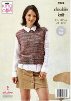 Knitting Pattern - King Cole 5994 - Homespun Prism DK - Ladies Round and V Neck Tanks